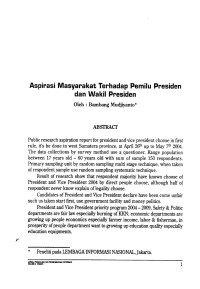 Aspirasi Masyarakat terhadap Pemilu Presiden dan Wakil Presiden