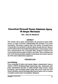 Komunikasi Persuasif Humas Kejaksaan Agung RI dengan Wartawan