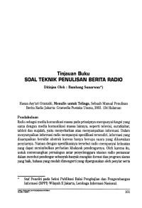 Soal Teknik Penulisan Berita Radio: Tinjauan Buku