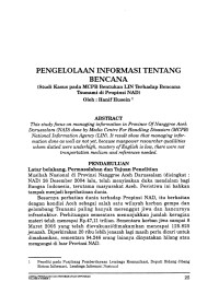 Pengelolaan Informasi tentang Bencana: Studi Kasus pada MCPB Bentukan LIN terhadap Bencana Tsunami di Propinsi NAD