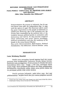 Refleksi Demokratisasi dan Pemantapan Reformasi pada Pemilu Tahun 2004 di Provinsi Jawa Barat dan Banten