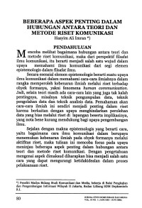 Beberapa Aspek Penting dalam Hubungan antara Teori dan Metode Riset Komunikasi