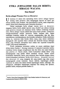 Etika Jurnalisme dalam Berita sebagai Wacana