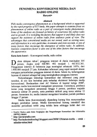 Fenomena Konvergensi Media dan Radio Online