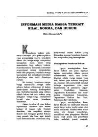 Informasi Media Massa Terkait Nilai, Norma, dan Hukum