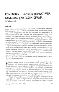 Image of Komunikasi Terapeutik Perawat pada Gangguan Jiwa Pasien Dewasa