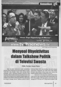 Menyoal Obyektivitas dalam Talkshow Politik di Televisi Swasta