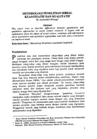 Metodologi Penelitian Sosial Kuantitatif dan Kualitatif