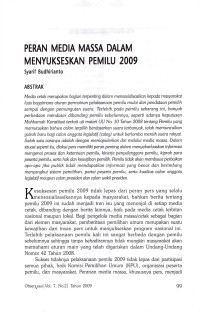 Image of Peran Media Massa dalam Menyukseskan Pemilu 2009