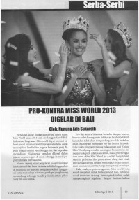 Pro-Kontra Miss World 2013 Digelar di Bali
