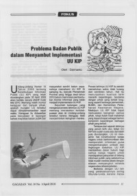 Problema Badan Publik dalam Menyambut Implementasi UU KIP