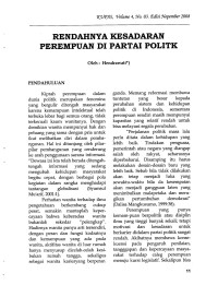 Rendahnya Kesadaran Perempuan di Partai Politik