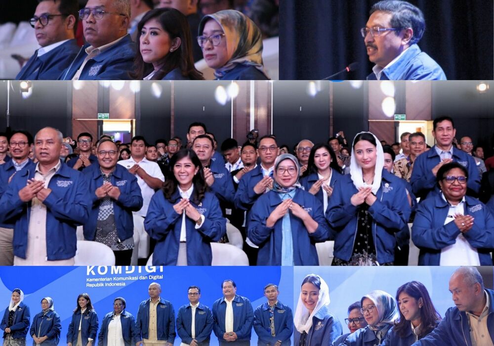 Gambar: Arah ini juga sejalan dengan Visi Renstra Komdigi 2025 – 2029 yang berfokus untuk mewujudkan konektivitas yang inklusif, ekosistem digital yang mendorong pemberdayaan, serta ruang digital yang aman dan berdaulat. Deklarasi Arah Indonesia Digital menjadi komitmen bahwa perwujudan Indonesia Digital yang Terhubung, Tumbuh, dan Terjaga hanya dapat dicapai melalui kolaborasi nyata antara pemerintah pusat, daerah, industri, akademisi, dan masyarakat secara keseluruhan.