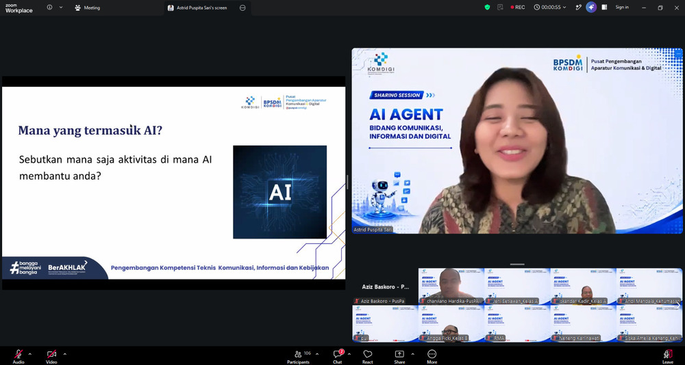 Gambar: Sharing Session 115 ASN Alumni Peserta Pelatihan Teknis AI Agent dan AI Terapan Bidang Komdigi 