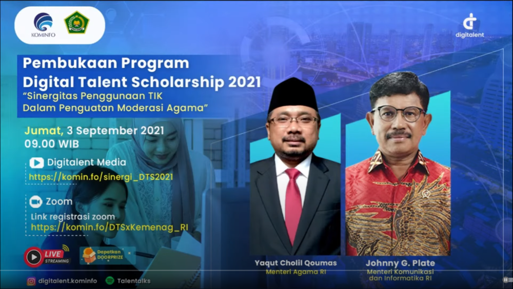 Gambar: Pembukaan Program Digital Talent Scholarship 2021 Kerjasama Kementerian Kominfo & Kementerian Agama