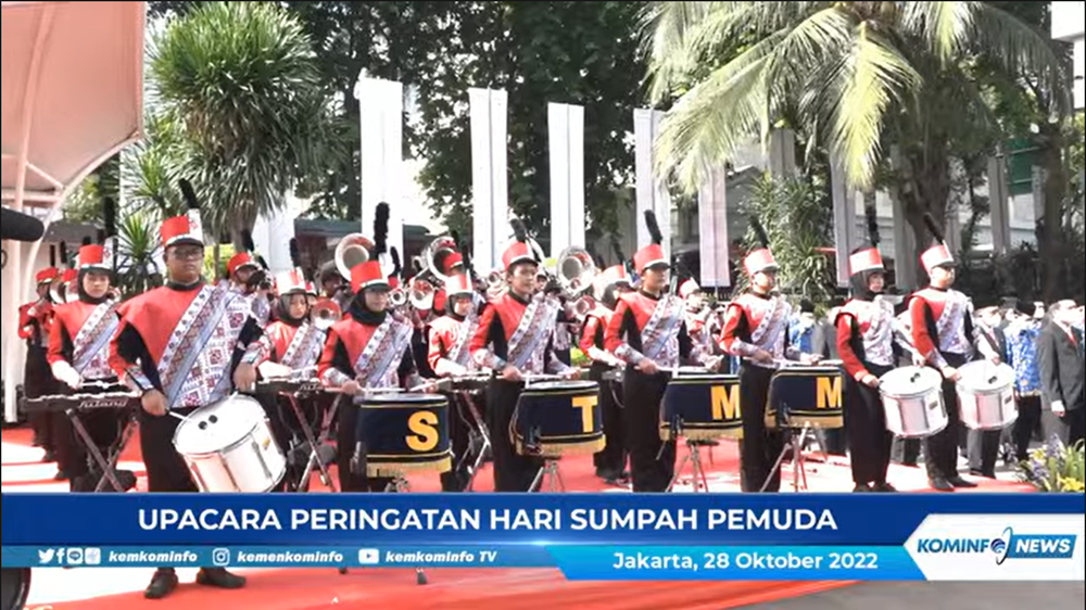 Gambar: Digita Marching Band pada upacara Sumpah Pemuda di Kementerian Kominfo