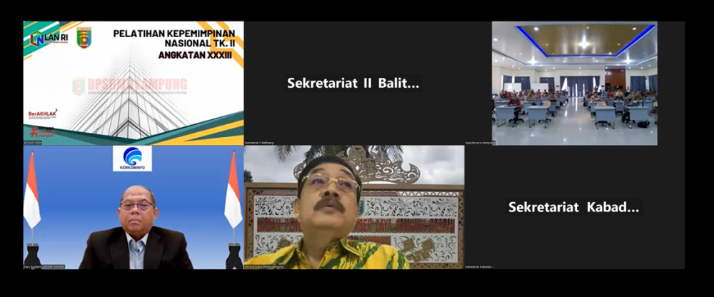 Gambar: Kepala BPSDMP Kominfo Kementerian Kominfo Pada Ceramah Isu Strategis Kebijakan Nasional pada Pelatihan Kepemimpinan Nasional Tingkat II Tahun 2023 Provinsi Lampung 