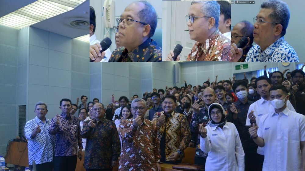 Gambar: Foto bersama, pejabat tinggi dilingkungan Badan Pengembangan SDM, Kementerian Kominfo dengan, peserta pelatihan, dan tim Instruktur pelatihan, di ruang Join Lecture, STMM, (Senin, 4 September 2023) Foto Atas  (Kiri-Kanan): Kepala BPSDM: Dr. Ir. Hary Budiarto, M.Kom., Kepala Pusbang Proserti, Ir. Hedi M. Idris, M.Sc., Ph.D., Ketua STMM, Ir. Noor Iza, M.Sc.