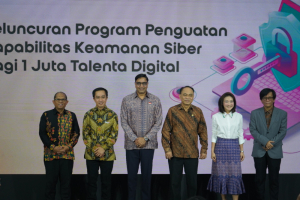 Foto Launching Kerjasama Kementerian Kominfo, Indosat Ooredoo Hutchison, dan Mastercard dalam Mencetak Satu Juta Talenta Digital di Bidang Keamanan Siber