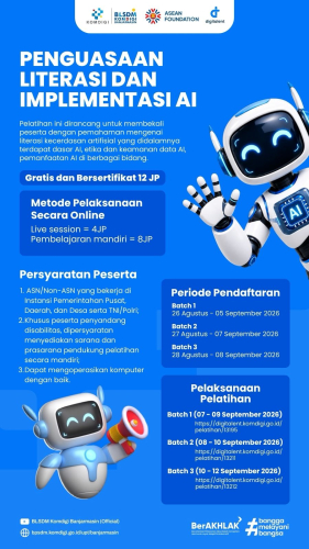 BLSDM Komdigi Banjarmasin Buka 750 Kuota Pelatihan AI Gratis bagi ASN dan Non-ASN