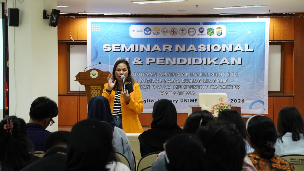 Gambar: Kak Itha sebagai Narasumber di Seminar “Penggunaan Artificial Intelligence di Era Digital dalam Membentuk Karakter Mahasiswa”